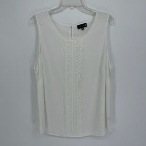Ryan Wythe Women's White Lace Inset Sleeveless‎ Blouse Tank Top Plus Size 2X